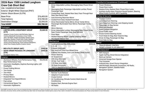 Bright White Clearcoat 2026 RAM 1500 Limited
