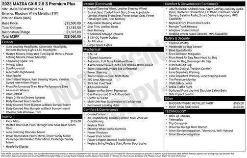 Rhodium White Metallic 2023 Mazda CX-5 2.5 S Premium Plus Package
