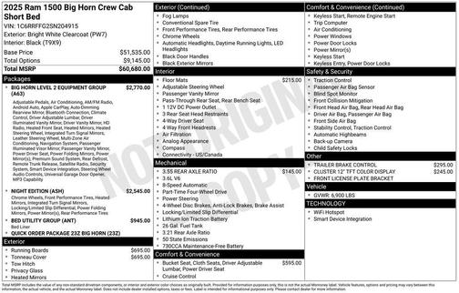 2025 RAM 1500 Big Horn/Lone Star