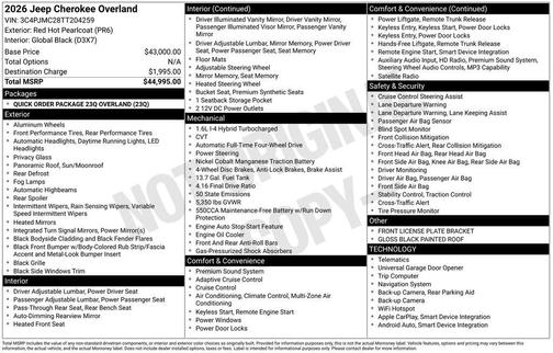 Red 2026 Jeep Cherokee Overland