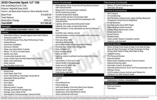 2020 Chevrolet Spark 1LT
