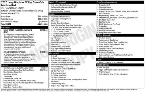 Granite Crystal Clearcoat Metallic 2026 Jeep Gladiator Sport