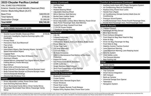 Granite Crystal Clearcoat Metallic 2023 Chrysler Pacifica Limited