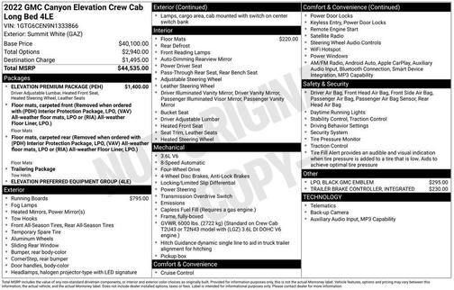 Summit White 2022 GMC Canyon Elevation
