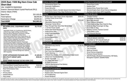 2025 RAM 1500 Big Horn/Lone Star