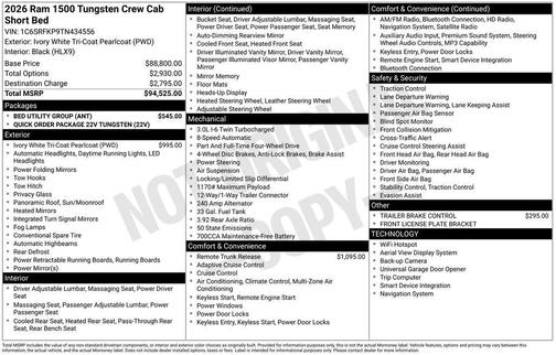 Ivory White 2026 RAM 1500 Tungsten