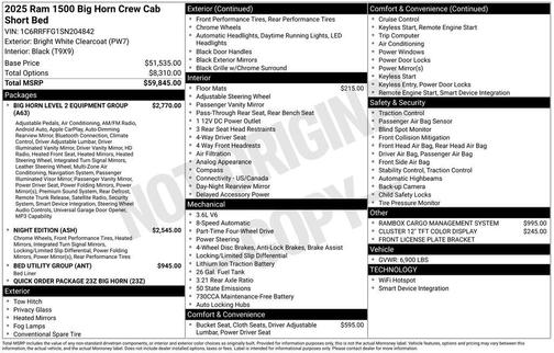 2025 RAM 1500 Big Horn/Lone Star