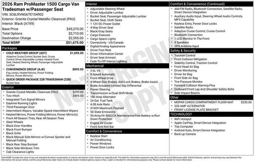 2026 RAM ProMaster 1500 Low Roof