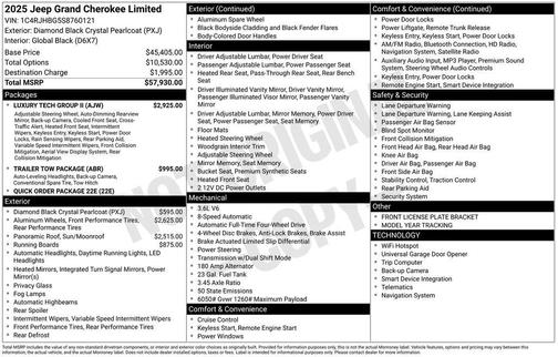 Diamond Black 2025 Jeep Grand Cherokee Limited