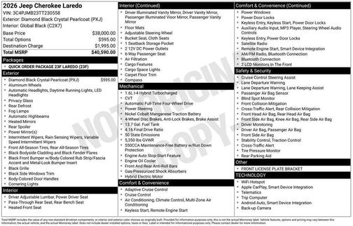 Diamond Black 2026 Jeep Cherokee LAREDO/LIMITED