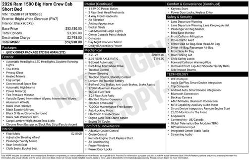 Bright White Clearcoat 2026 RAM 1500 Big Horn/Lone Star