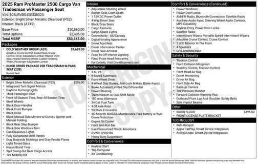 2025 RAM ProMaster 2500 High Roof
