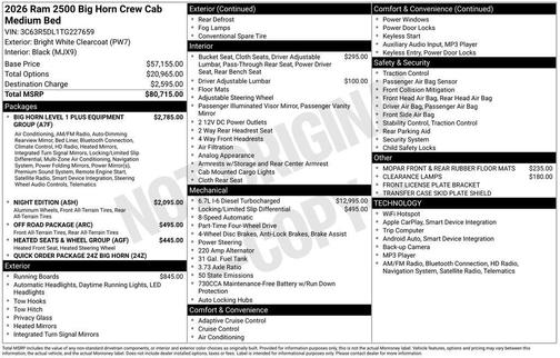 Bright White Clearcoat 2026 RAM 2500 Big Horn