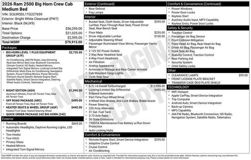 2026 RAM 2500 Big Horn