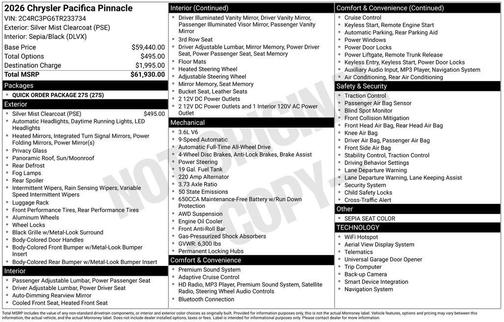 2026 Chrysler Pacifica Pinnacle