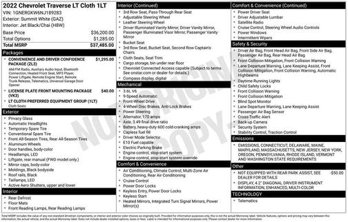 2022 Chevrolet Traverse LT Cloth