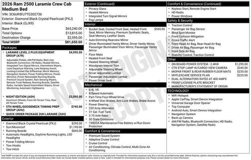 Diamond Black 2026 RAM 2500 Laramie