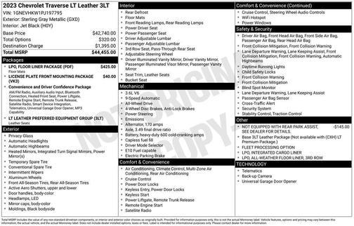 Sterling Gray Metallic 2023 Chevrolet Traverse LT Leather