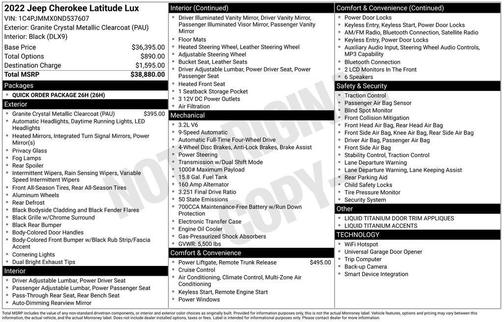 Granite Crystal Clearcoat Metallic 2022 Jeep Cherokee Latitude Lux