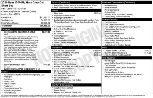 2026 RAM 1500 Big Horn/Lone Star