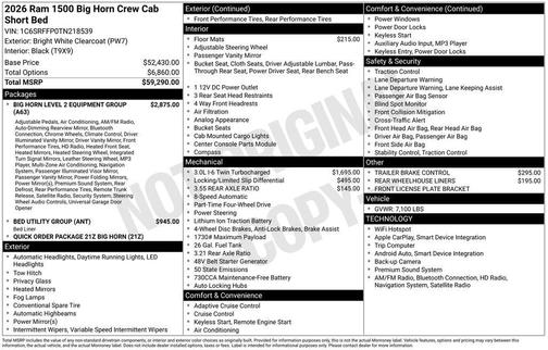 2026 RAM 1500 Big Horn/Lone Star