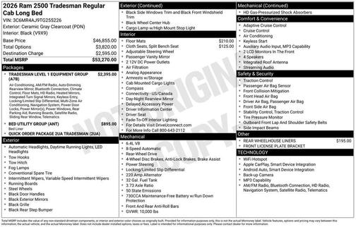 Ceramic Gray Clearcoat 2026 RAM 2500 Tradesman
