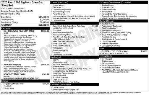 2025 RAM 1500 Big Horn/Lone Star