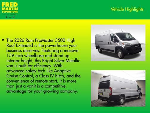 Bright Silver Clearcoat Metallic 2026 RAM ProMaster 3500 High Roof