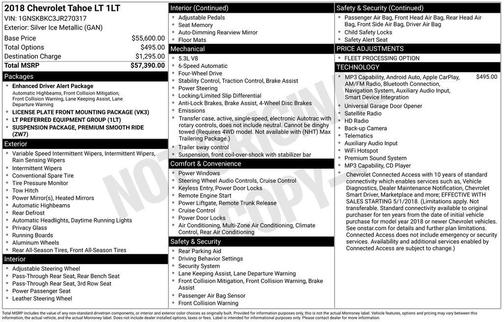 Silver Ice Metallic 2018 Chevrolet Tahoe LT