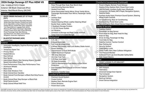 2026 Dodge Durango GT Plus HEMI V8