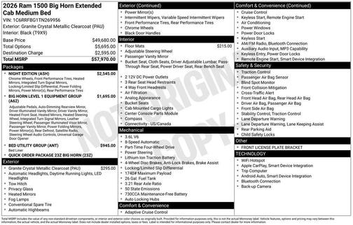 2026 RAM 1500 Big Horn/Lone Star