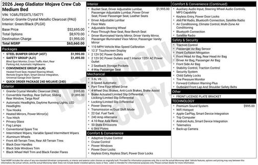 Granite Crystal Clearcoat Metallic 2026 Jeep Gladiator Mojave