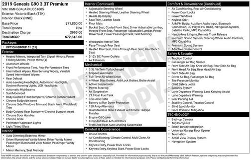2019 Genesis G90 3.3T Premium