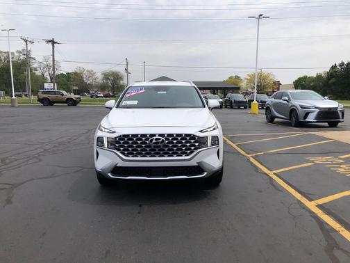 Cream White 2021 Hyundai SANTA FE HEV Blue