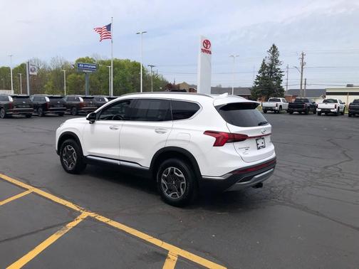 Cream White 2021 Hyundai SANTA FE HEV Blue