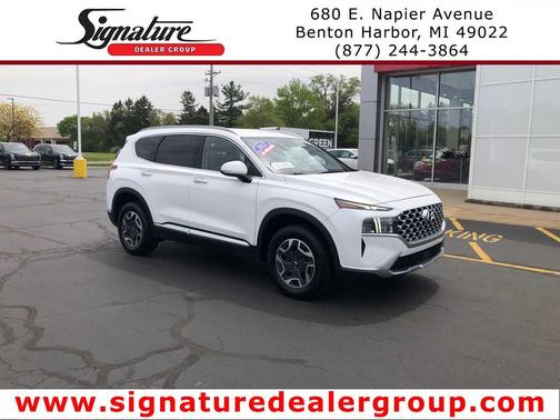 Cream White 2021 Hyundai SANTA FE HEV Blue