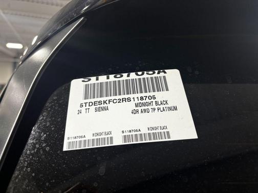 Midnight Black Metallic 2024 Toyota Sienna Platinum