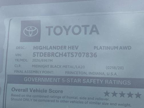 2026 Toyota Highlander Hybrid Platinum
