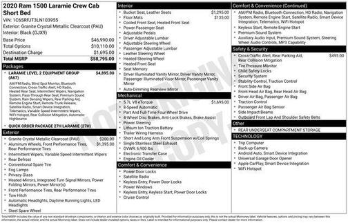 Granite Crystal Metallic Clearcoat 2020 RAM 1500 Laramie