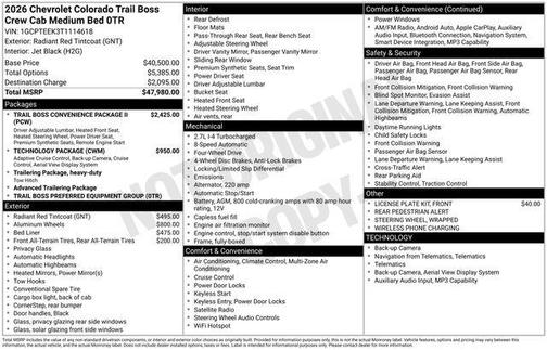 Radiant Red Tintcoat 2026 Chevrolet Colorado Trail Boss