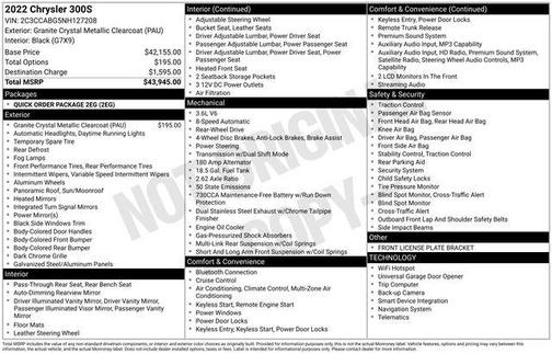 Granite Crystal Metallic Clearcoat 2022 Chrysler 300 S