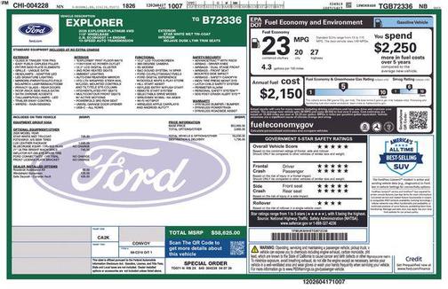 White Metallic 2026 Ford Explorer Platinum