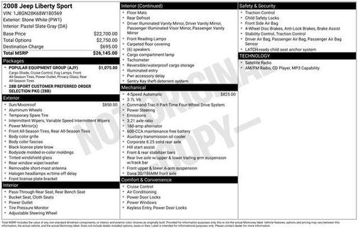 Stone White Clearcoat 2008 Jeep Liberty Sport