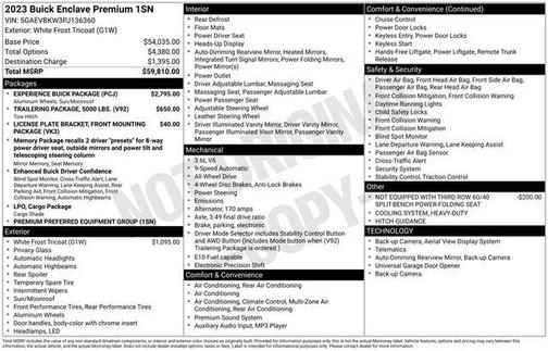 White Frost Tricoat 2023 Buick Enclave Premium AWD