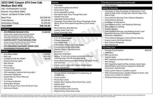 Onyx Black 2023 GMC Canyon AT4
