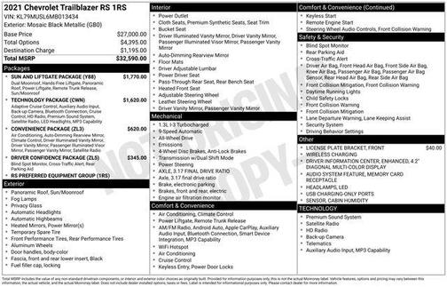 Mosaic Black Metallic 2021 Chevrolet Trailblazer RS