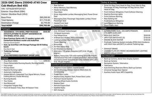 Onyx Black 2026 GMC Sierra 2500 AT4X