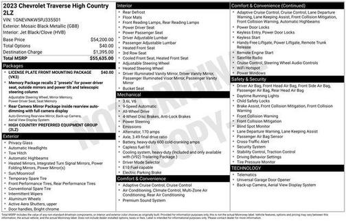Mosaic Black Metallic 2023 Chevrolet Traverse High Country