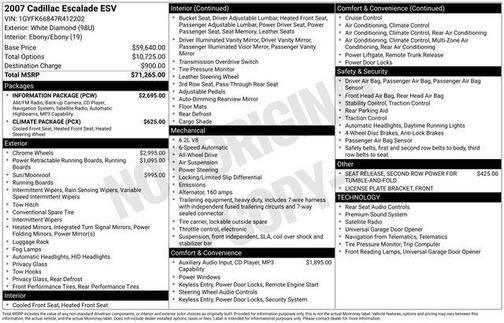 White Diamond Tricoat 2007 Cadillac Escalade ESV Standard
