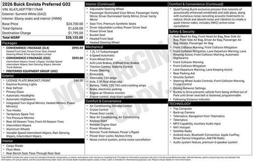 Summit White 2026 Buick Envista Preferred FWD
